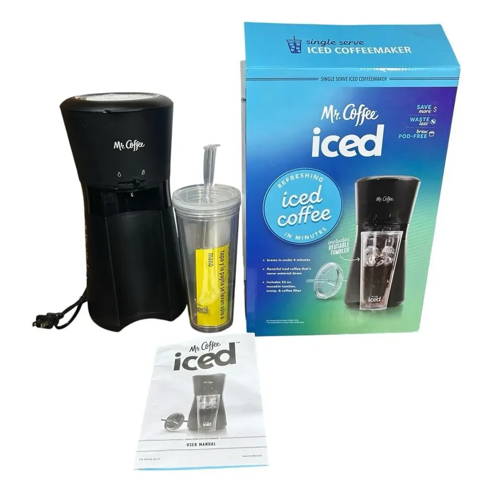 Mr Coffee Single Serve Iced Coffeemaker with Reusable 22 oz Tumbler NEW
